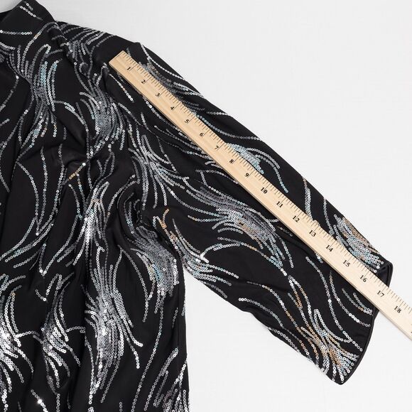 Alex Evenings Sequin Twinset Mandarin Neck Womens 1X Black Silver Event Formal - Picture 5 of 16